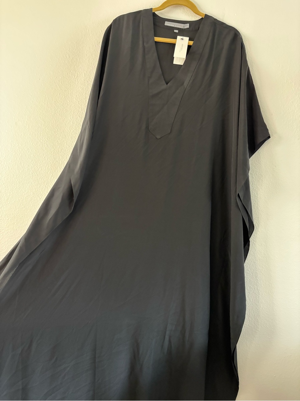 ocean+main NWT Silk V-Neck Placket Long Caftan Dress L/XL Sustainable Luxury - Picture 10 of 15